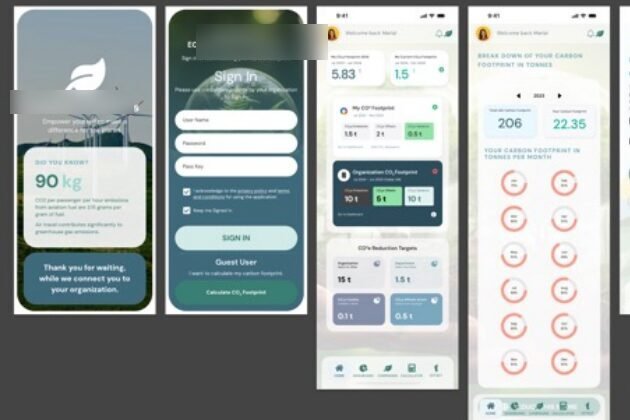 Mobile carbon calculator, guided onboarding through to footprint breakdown