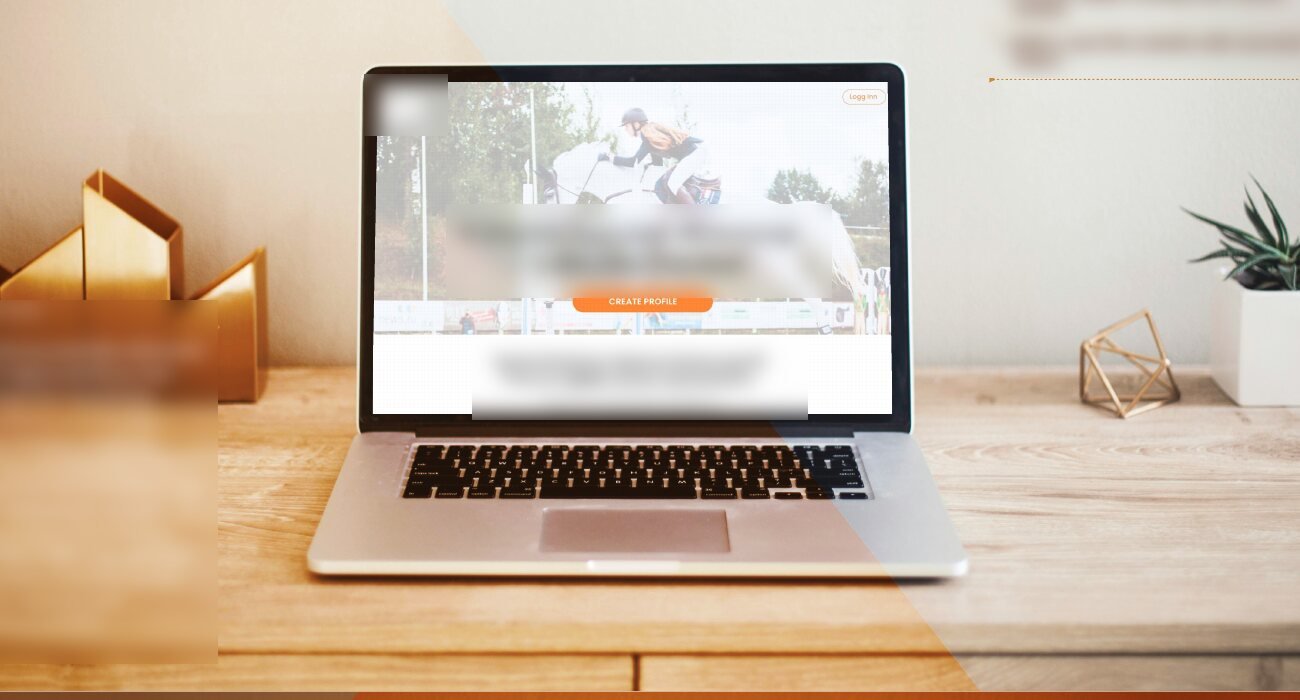 Equestrian services marketplace, web landing experience shown on a laptop
