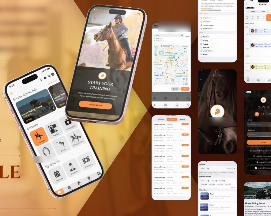 Mobile app training and booking screens